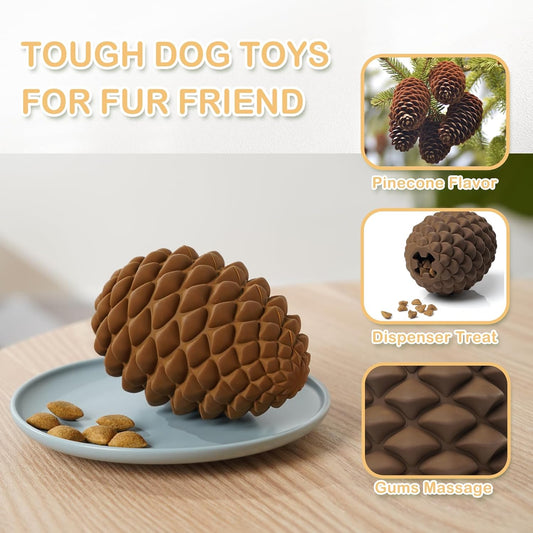 Pine Cone Tough Dog Toys For Aggressive Chewers Dog Chew Toys With Interactive Dog Treat Dispenser Indestructible Dog Toy For Medium Large Dogs Heavy Duty Dog Presents