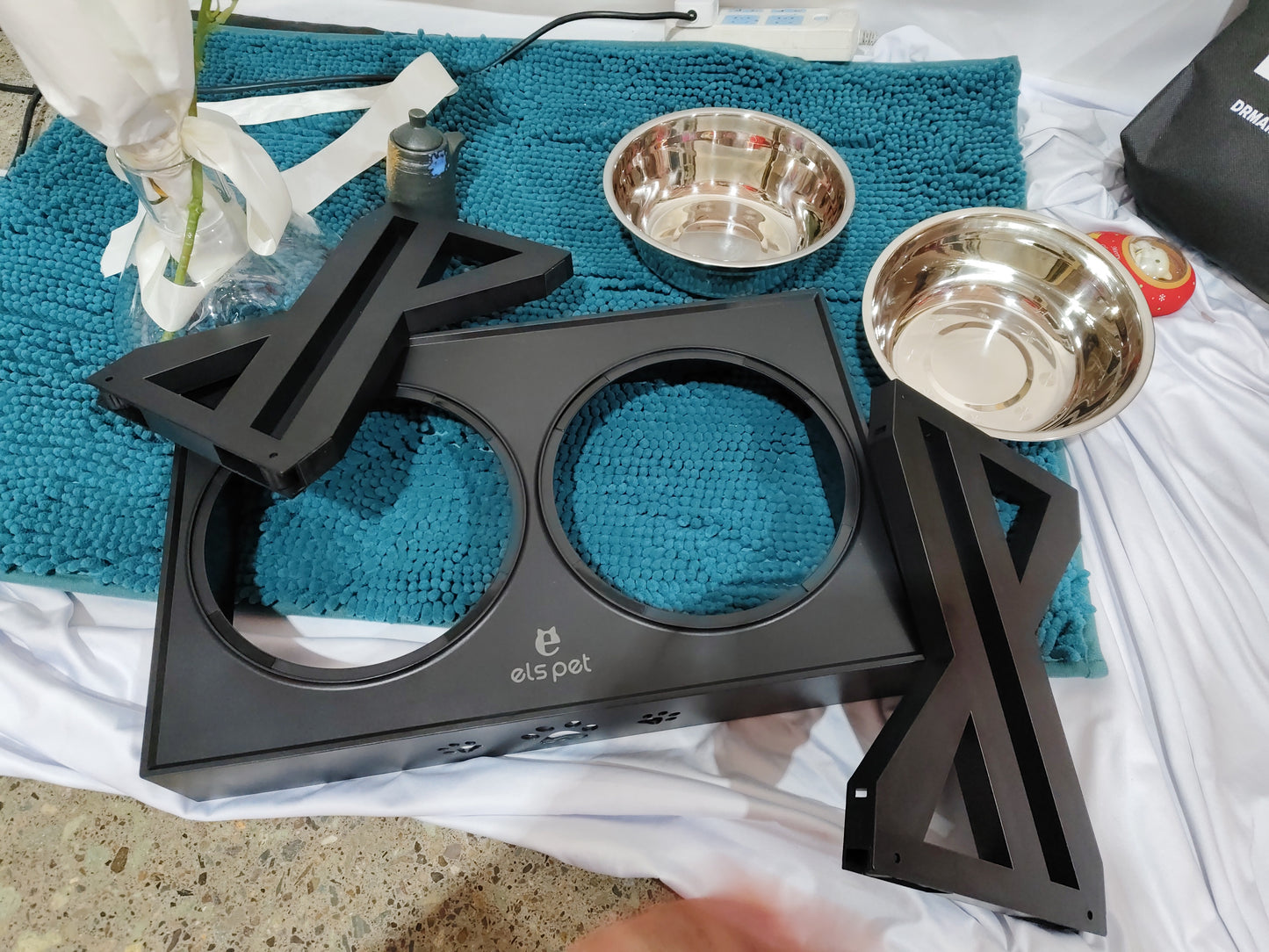 Gamelle pour chien réglable en acier inoxydable ABS